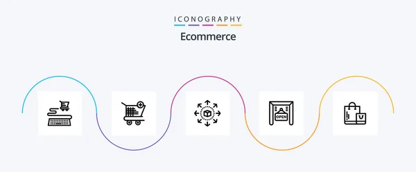 Ecommerce Line Icon Pack Including Shop Ecommerce Eshop Bag Open — Stockvector