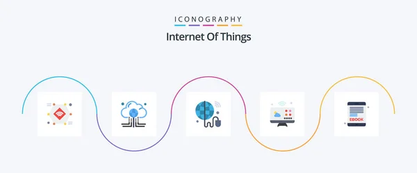 Internet Things Flat Icon Pack Including Internet Things Connections Global — Stok Vektör