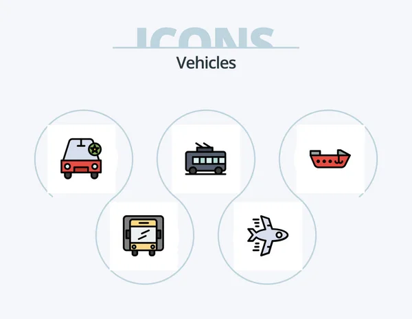 Vehicles Line Filled Icon Pack Icon Design Motor Bus Boat — Image vectorielle