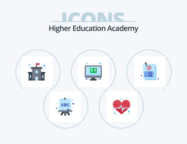Academy Flat Icon Pack Icon Design Sheet Email School Document — Wektor stockowy