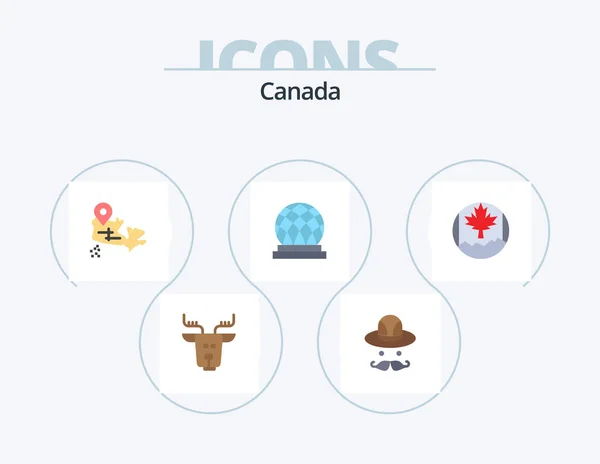 Канада Flat Icon Pack Icon Design Leaf Карта Канада Город — стоковый вектор