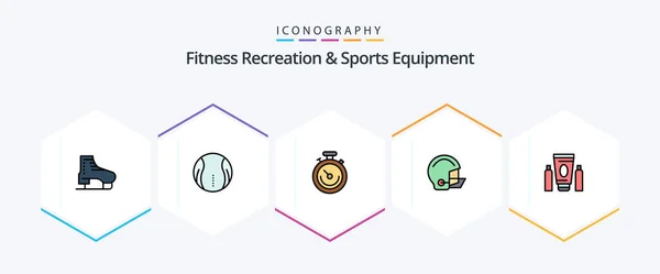 Fitness Recreation Sports Equipment Filledline Icon Pack Including Protective Football — Stockvector