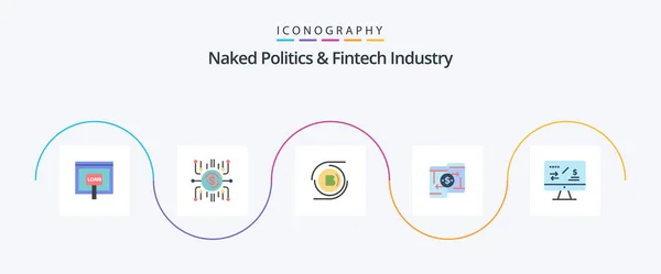 Naked Politics Fintech Industry Flat Icon Pack Including Payment Mobile — Stock Vector