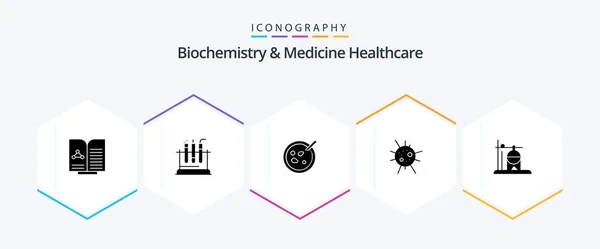 Biochemistry Medicine Healthcare Glyph Icon Pack Including Rehydration Healthcare Petri — Wektor stockowy