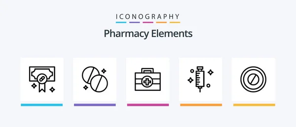Pharmacy Elements Line Icon Pack Including Tablet Medical Kit Drug — Stockvector