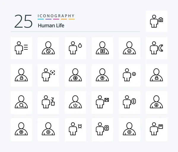 Human Line Icon Pack Including Human Avatar Denied Human Camp — Wektor stockowy