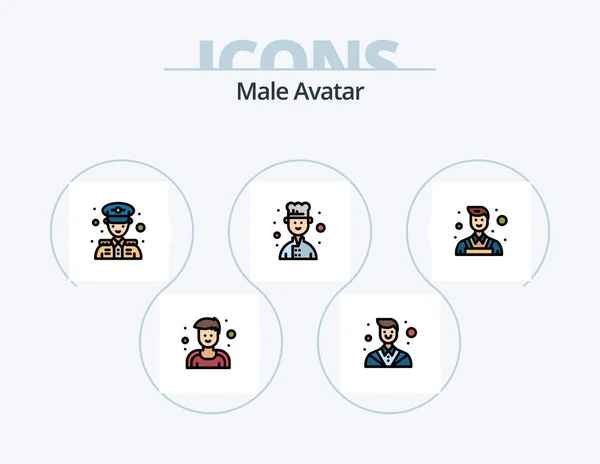 Male Avatar Line Filled Icon Pack Icon Design Service Delivery — Archivo Imágenes Vectoriales