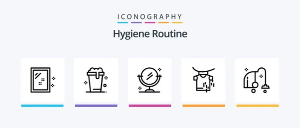 Hygiene Routine Line Icon Pack Including Cleaning Time Glass Cleaning — Stockový vektor