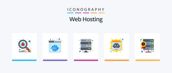 Web Hosting Flat Icon Pack Including Database Robot Database World — Archivo Imágenes Vectoriales