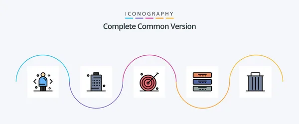 Complete Common Version Line Filled Flat Icon Pack Including Drawer — Image vectorielle
