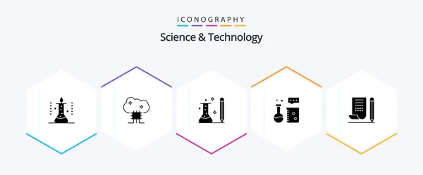 Science Technology Glyph Icon Pack Including Chemistry Laboratory Chemical Equipment — Stockvector