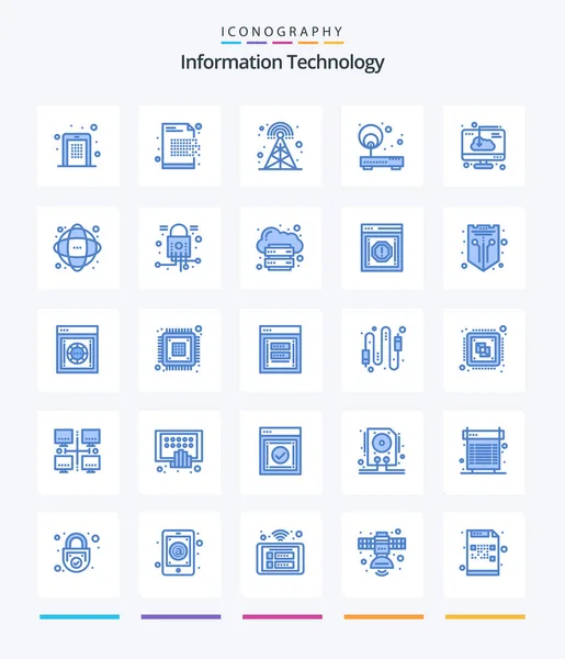 Creative Information Technology Blue Icon Pack Point Internet Encryption Access — 图库矢量图片