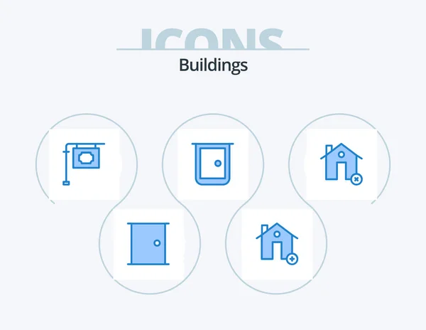 Buildings Blue Icon Pack Icon Design Home Gate Gate House — Vetor de Stock