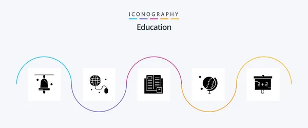 Education Glyph Icon Pack Including Blackboard Globe Book Education School — Image vectorielle