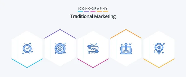Traditional Marketing Blue Icon Pack Including Story Content Profit Marketing — Wektor stockowy