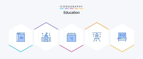 Education Blue Icon Pack Including Drafting Compass Preparatory Architecture Schedule — Wektor stockowy