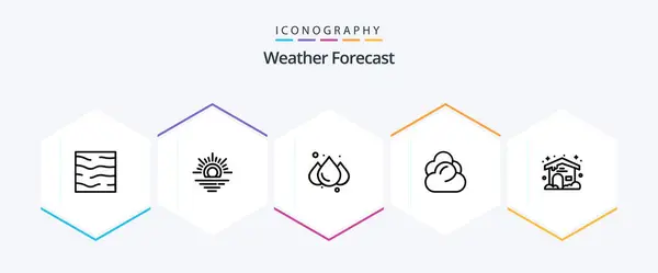Weather Line Icon Pack Including Cloudy Home Rain Storage Cloud — Image vectorielle