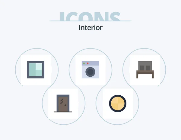 Interior Flat Icon Pack Icon Design Washing Interior Frame Furniture — Vector de stock
