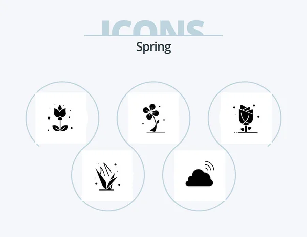 Spring Glyph Icon Pack Icon Design Spring Flower Weather Floral — Stockvektor