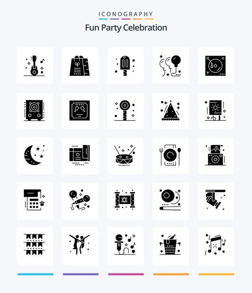 Creative Party Glyph Black Вечеринка Карнавал Празднование Воздушные Шары — стоковый вектор
