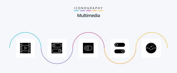 Multimedia Glyph Icon Pack Including Toggle — Vettoriale Stock