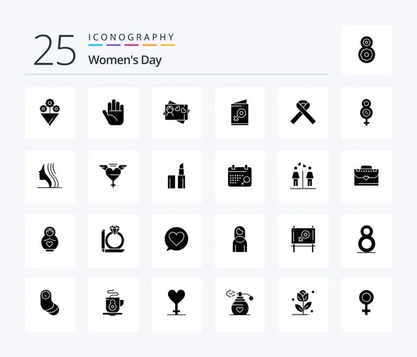 Womens Day Solid Glyph Icon Pack Including Female Day Womens — Wektor stockowy