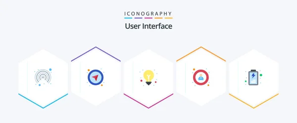 User Interface Flat Icon Pack Including User Light Bulb Interface — Stockvector