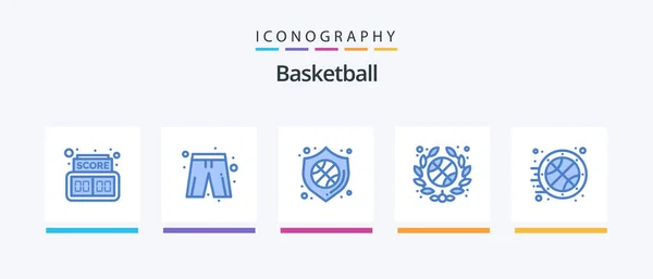 Basketball Blue Icon Pack Including Time Game Security Basketball Basketball — Stockový vektor