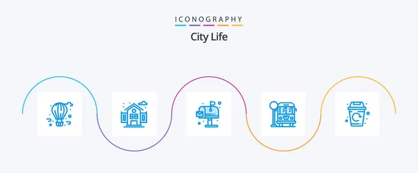City Life Blue Icon Pack Including Been Life Environment City — Archivo Imágenes Vectoriales