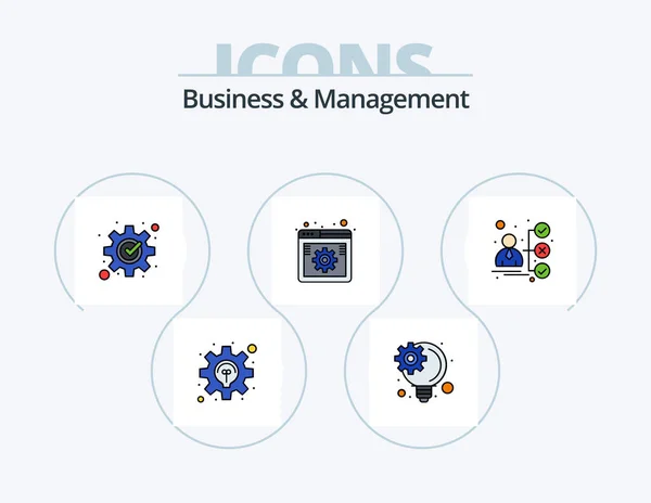 Business Management Line Filled Icon Pack Icon Design Менеджмент Шестерня — стоковый вектор