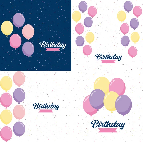 Colorful Glossyhappy Birthday Balloons Banner Background Vector Illustration Eps10 Format — Vetor de Stock