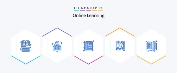 Online Learning Blue Icon Pack Including Book Learning Online Book — 图库矢量图片