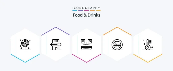 Food Drinks Line Icon Pack Including Appliance Label Pin Food — Vettoriale Stock