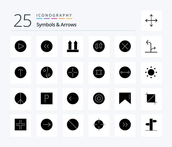 Symbols Arrows Solid Glyph Icon Pack Including Navigation Close Transport — Vetor de Stock