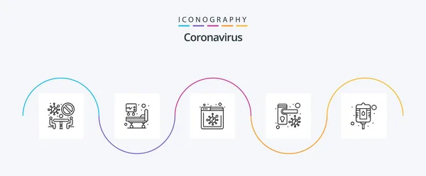 Coronavirus Line Icon Pack Including Bottle Bacteria Browser Safety Doorknob — Stockový vektor