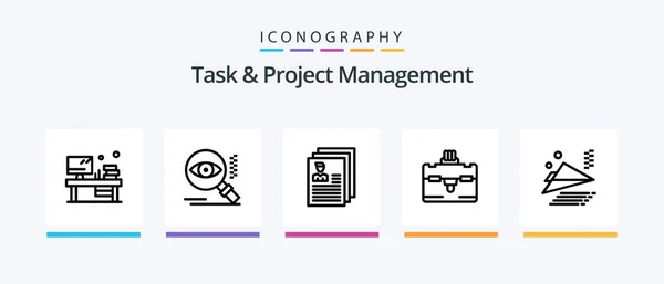 Task Project Management Line Icon Pack Including Idea Circle Dollar — Vetor de Stock