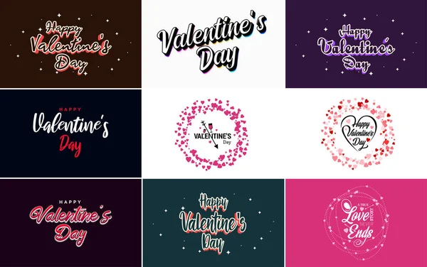 Happy Valentine Day Hand Drawn Lettering Vector Illustration Suitable Use — Vetor de Stock