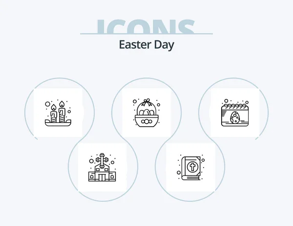 Easter Line Icon Pack Icon Design Easter Bowl Flower Cross — Archivo Imágenes Vectoriales