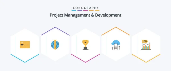 Project Management Development Flat Icon Pack Including Success Career Market — Archivo Imágenes Vectoriales