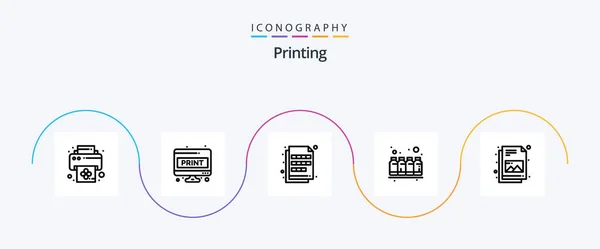 Printing Line Icon Pack Including Colors Ink Color Color Swatch — Stock vektor