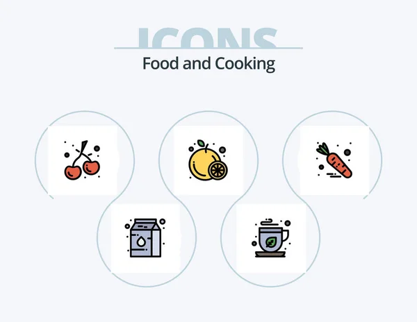 Food Line Filled Icon Pack Icon Design Vegetarian Raw Orange — Vetor de Stock