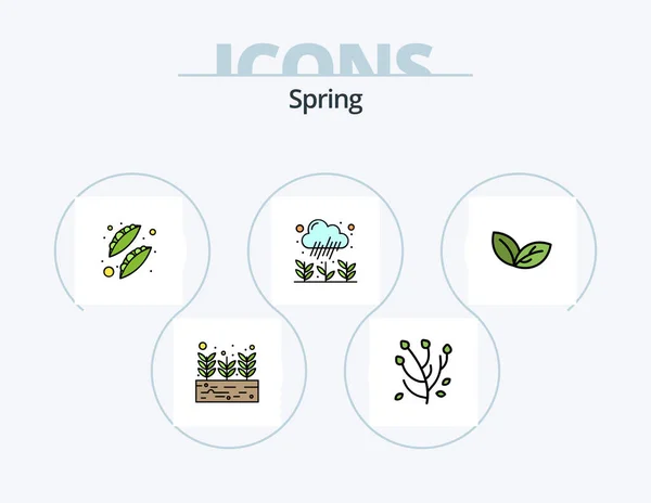 Spring Line Filled Icon Pack Icon Design Cone Cream Garden — Vettoriale Stock