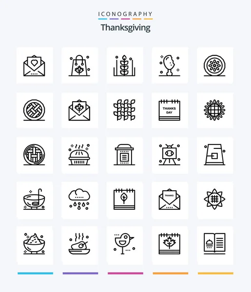 Creative Thanksgiving Outline Icon Pack Thanksgiving Chicken Leg Shopping Wheat — Stockvektor