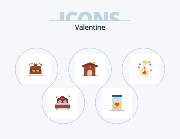 Valentine Flat Icon Pack Icon Design Love Love Medicine Day — Διανυσματικό Αρχείο