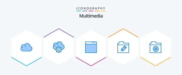 Multimedia Blue Icon Pack Including Edit Files — Image vectorielle