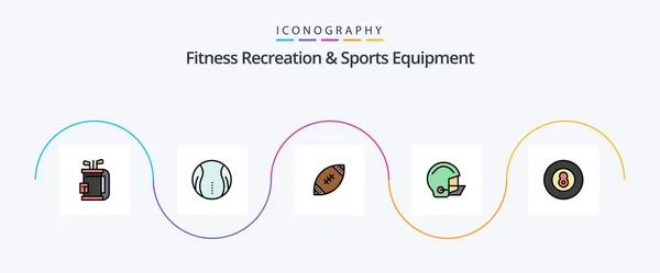 Fitness Recreation Sports Equipment Line Filled Flat Icon Pack Including — Stockvektor