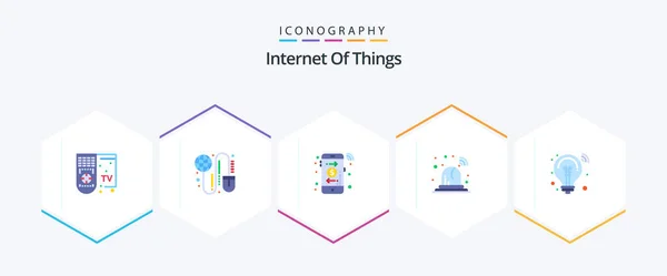 Internet Things Flat Icon Pack Including Innovation Bulb Worldwide Light — Archivo Imágenes Vectoriales