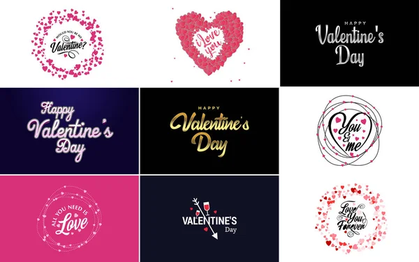 Happy Valentine Day Typography Design Heart Shaped Balloon Gradient Color — Διανυσματικό Αρχείο