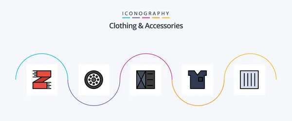 Clothing Accessories Line Filled Flat Icon Pack Including Shirt Fashion — Image vectorielle
