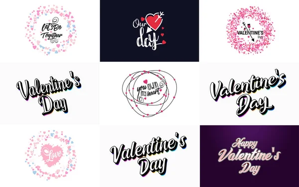 Happy Valentine Day Greeting Card Template Romantic Theme Red Pink — Διανυσματικό Αρχείο